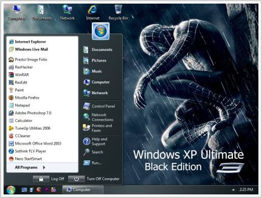 windows xp black wallpaper. Windows XP Ultimate Black