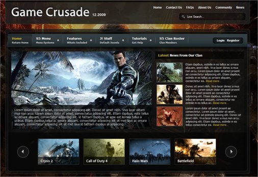 Game Crusade December 2009 Joomla Club Template